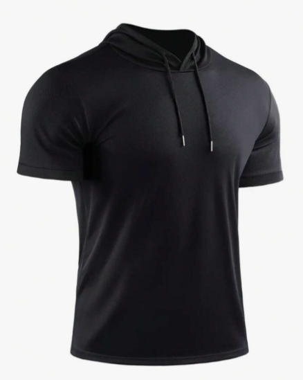 Manfinity Running Men Solid Drawstring Hooded Sports Tee Workout Tops