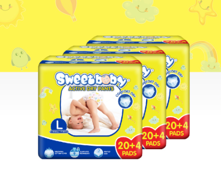 SWEETBABY ACTIVE DRY PANTS LARGE 20+4 (3 Packs)