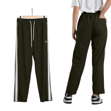 INSPI Waffle Pants For Men and Women with Drawstring and Pockets Baggy High Waist Sweatpants Trouser (Olive)