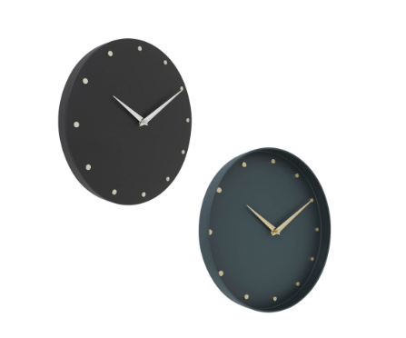 Deluxe Travis Nordic Metal Wall Clock 11.8“ Inches Embossed Easy Read Analog, Home & Office