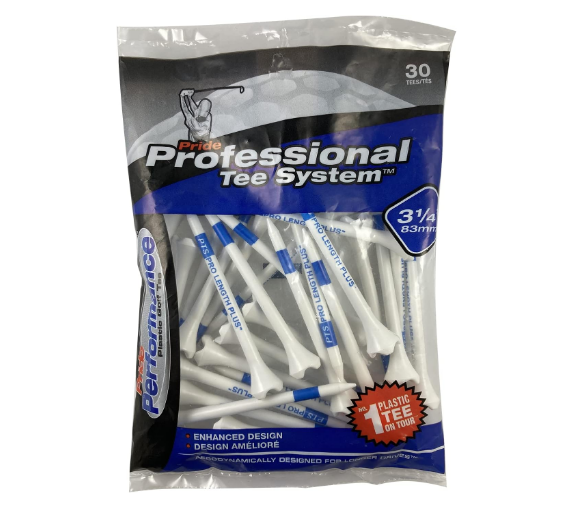 Pride Professional Tee System Plastic Golf Tees, 3-1/4 inch - 30 count (Blue),EV31430 White