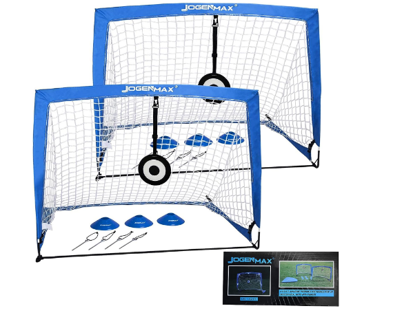 Kids Soccer Goals for Backyard, 2 Set 4x3ft Soccer Net, Portable Soccer Training Equipment with 6 Cones, Kids Outdoor Play Equipment with LED Light and Carry Bag
