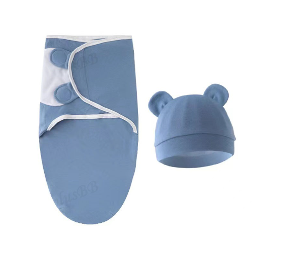 Newborn Baby Muslin Swaddle Blanket Hat Set Swaddle Bedding Wrap Blanket Baby Swaddling S76