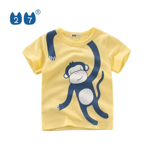 27Kids Quality Summer Clothing Kids Shirt Cotton Plane Fish Animals Dino Fashion Casual Boy Toddler D9