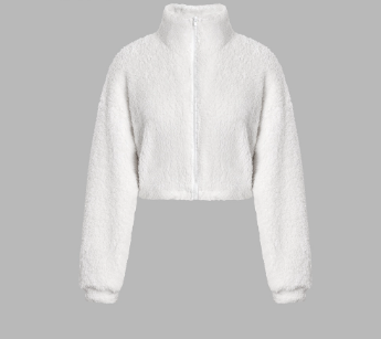 Lovito Casual Plain Zipper High Neck Jacket for Women L47LD012 White