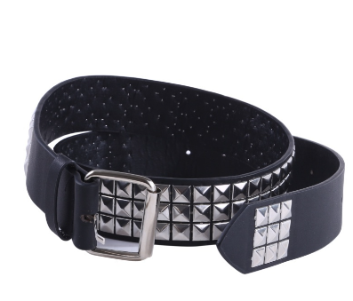 Punk Studded Leather Belt Rock Rivet Belt with Bright Metal Pyramid Studded Adjustable Belt for Women Men
