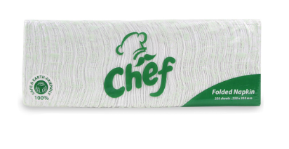 Chef Quarter Folded Table Napkin 1 Ply 350 Sheets x 1 Pack Tissue Paper