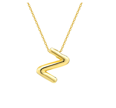 Meaeguet Initial Necklace for Women Girls,Dainty Gold Balloon Bubble Letter Necklace Layered Necklaces Puffy Name Personalized Z