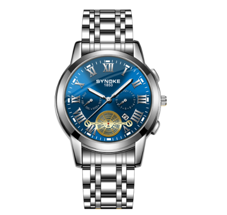 Synoke business quartz watch fashion minimalist design men's watch SILVER BLUE