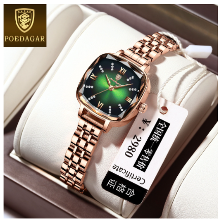 POEDAGAR luxury watch for woman korean style waterproof 2023 sale original fashion rosegold stainless steel Watch GREEN