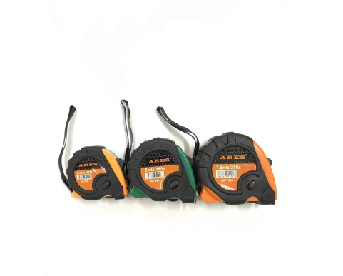 Ares 3-Stop Button Measuring Tape (3M - 7.5M) w/ Metric And Inch Blade PVC Cover