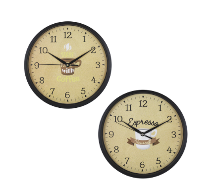 Coffee Nordic Wall Clock 11“ Inches Easy Read Analog Home, Office, Bedroom