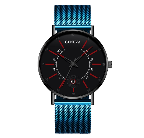 Geneva Luxury Ultra Thin Men's Business Watches Stainless Steel Mesh Belt Analog Quartz Wristwatch M1