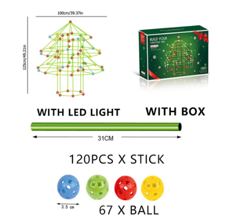 Kids Construction Fort Building Castles Tunnels Tents Kit DIY 3D Play House Building Christmas Tree