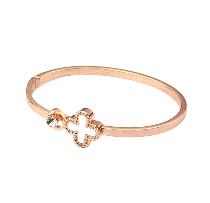 Women Fashion Crystal Flower Bangle Bracelet Gold Silver