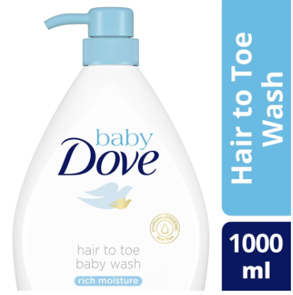 Baby Dove Hair to Toe Wash Rich Moisture 1L for Dry Skin