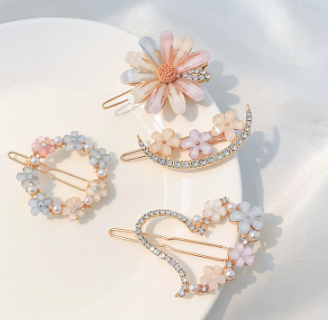 Korean Hair Accessories Daisy Rhinestone Hairpin Girl Liu Haibin Clip Temperament Flower Side Frog Buckle Top Clip
