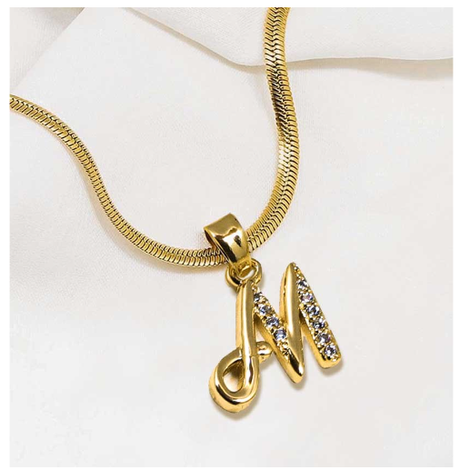 LAJ 18k Gold Stainless Steel Initial A-Z Necklace SLP116 LETTER with LX873D FREEBOX M
