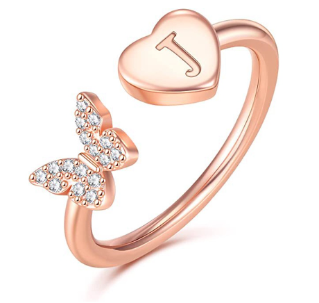 26 English letters Diamond ring Women's adjustable opening copper ring Jewelry J