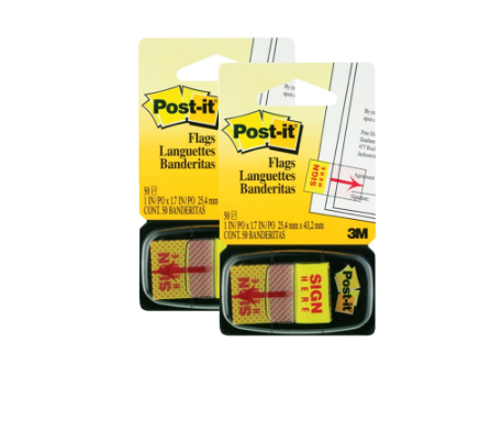 Post It Flag Sign Here 1x1.7in (Pack of 2)