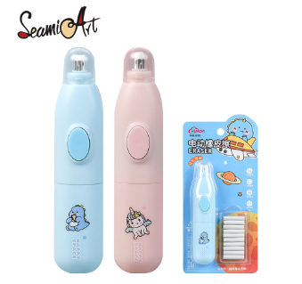 SeamiArt Battery Electric Eraser with Refills Automatic School Child Clener Correction Supplies Stationery