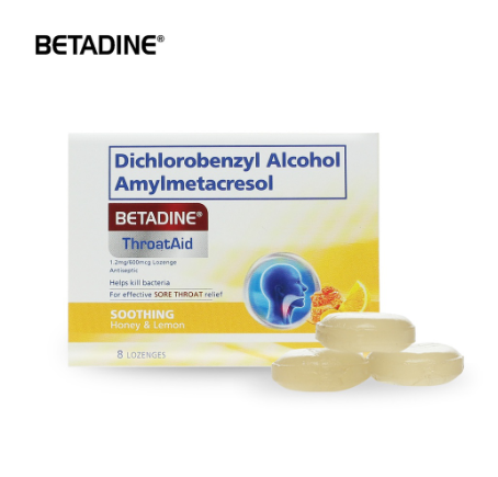 Betadine® ThroatAid Lozenges Honey & Lemon 8's