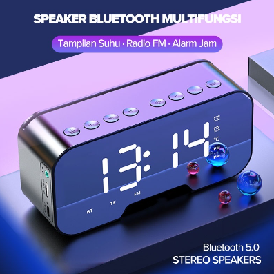 Bluetooth Speaker with FM Radio Wireless Bluetooth Speaker Digital Alarm Clock Phone Holder
