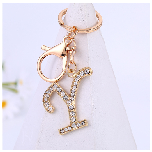 New A-Z 26 Letter Key Chains Stainless Steel Keychain Charm Fashion Accessories Key Ornaments Y
