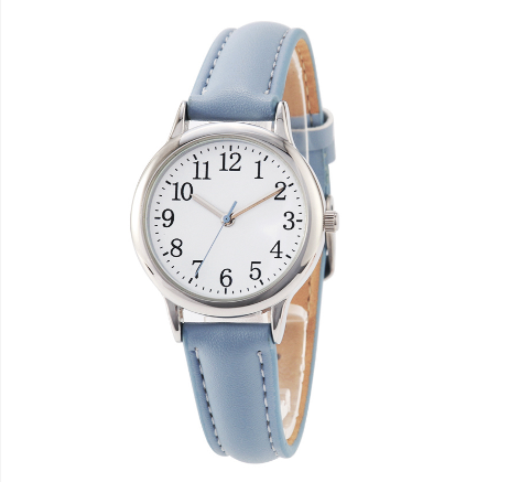 TPW Japanese Quartz Movement Watch Easy to Read Arabic Numerals Watches PU Leather Strap 31mm Dial Wrist Watch BLUE