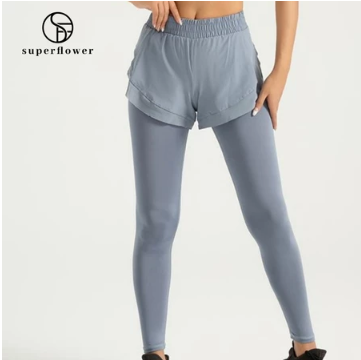 Superflower Women's 2 in 1 Piece Fitness Running Training Breathable Quick Dry Yoga Pants with Pocket