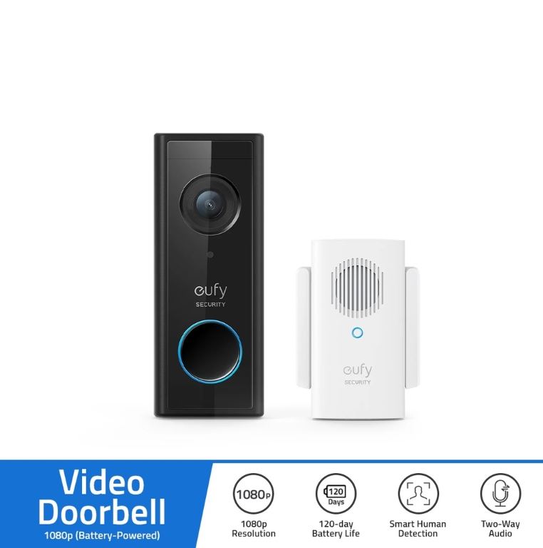 eufy by Anker Battery Video Doorbell Kit, Smart Video Doorbell, 2-Way Audio, Free Wireless Chime