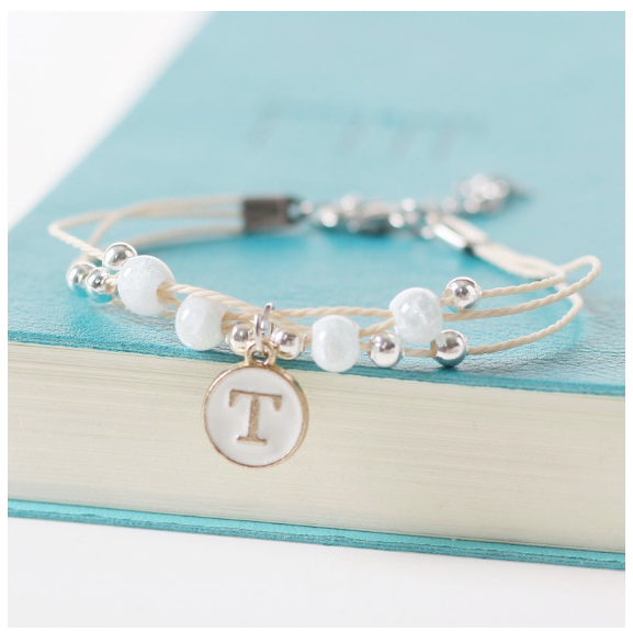 Ceramic beads 26 initials elastic beaded bracelet fashion men and women leisure bracelet lovers bracelet T