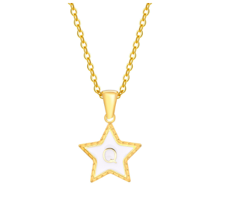 Vnox A-Z Letter Star Shope Pendant Necklace for Women,18K Gold Initial Stainlss Steel Jewelry Accessories Gift Q