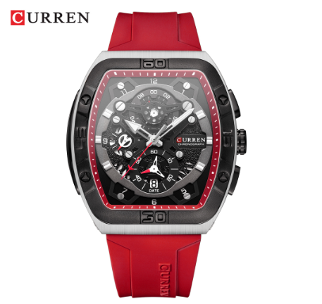 CURREN Original Men's Watches Top Brand Chronograph Luminous Pointer Dial Silicone Strap Fashion Casual Business Sports Quartz Watch