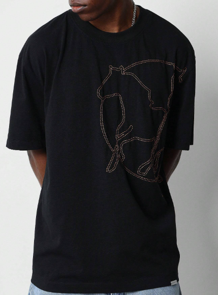 SUMWON Tee With Western Graphic Print For Daily Wear College Ready