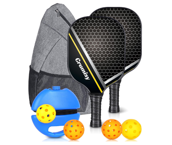 Pickleball Paddles Set of 2,Lightweight Fiberglass Pickleball Paddles Set of 4 with Rackets & Carry Bag, Gifts for Beginners, Built for Traction & Stability