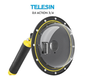 TELESIN Dome Underwater Photography Dive Case DJI Action 4 & DJI Action 3 Cameras OA-DMP-001