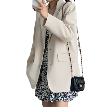 Lovito Women Casual Plain Oversized Shoulder Pads Blazer L71ED079 (Off White)