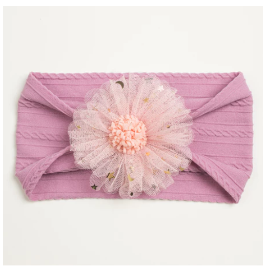 1Pcs Baby Candy Color Flower Seamless Wide Headscarf Baby Nylon Headband Cute Princess Accessories Soft Comfortable HS13