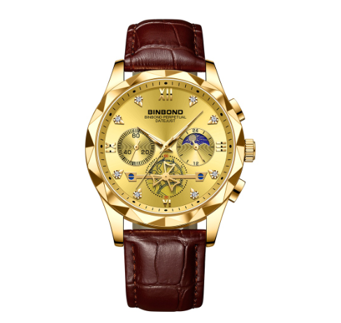 Binbond Original Luxury Watch Multi-Function Quartz Watch All-Match Trendy Watch Fashion Casual Trendy Male Tungsten Steel Color WristWATCH 3