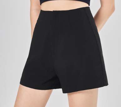 Lovito Women Elegant Plain Structure Line Basic Shorts L68ED225 Black