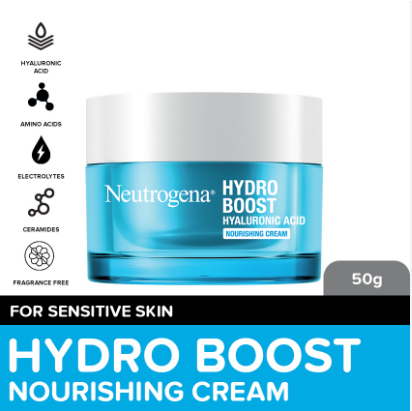 Neutrogena Hydro Boost Nourishing Cream 50g- Face Moisturizer w Hyaluronic Acid for Sensitive Skin