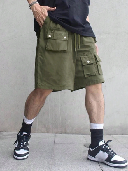 Manfinity Streetrush Loose-Fitting American Style Multi-Pocket Street Style Cargo Shorts
