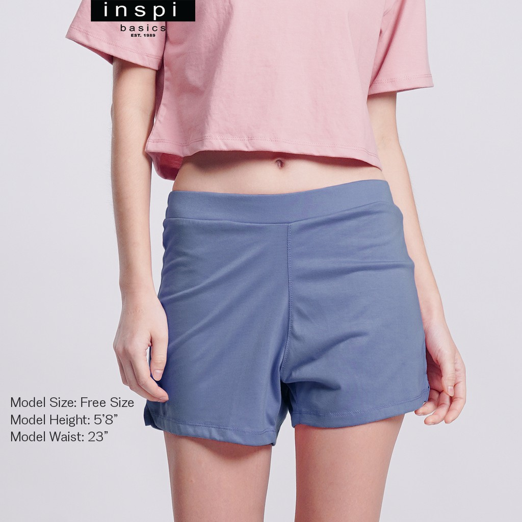 INSPI Basics Highwaist Shorts for Woman Cycling Short for Women Aesthetic Workout clothes Trendy IXB (Silver Blue)