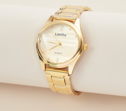 Classy Plain Basic Stainless Steel Strap Quartz Watch for Woman