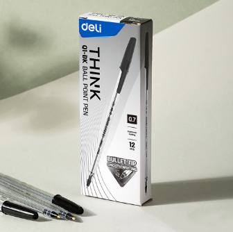 Deli Q1-BK Think 0.7mm Bullet Tip Ball Point Pen 12pcs/box [79Q1-BKP12]