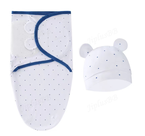 Newborn Baby Muslin Swaddle Blanket Hat Set Swaddle Bedding Wrap Blanket Baby Swaddling S48