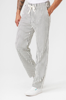 Forever 21 Men's Striped Linen-Blend Pants