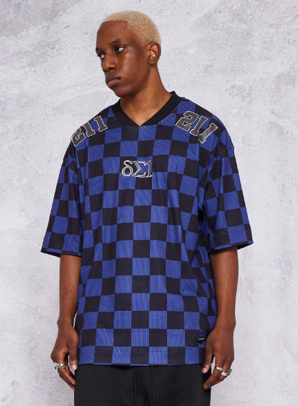 SUMWON Hockey Tee With Checkerboard Print