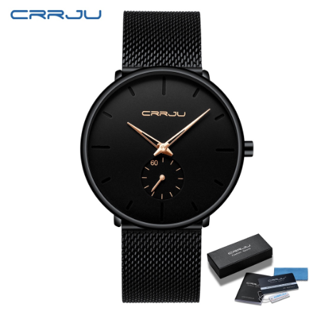 CRRJU Men's Watch Original Brand Ultra thin Sports Fashion Business Simulation Quartz Stainless Steel Waterproof 2150 M012